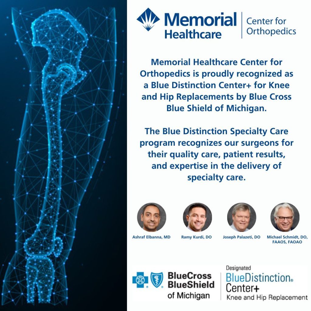 Memorial Healthcare Center for Orthopedics Recognized By Blue Cross Blue Shield of Michigan